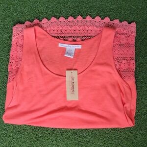 American Rag Crochet Tank Top‎ Sleeveless Coral Casual Summer XXS